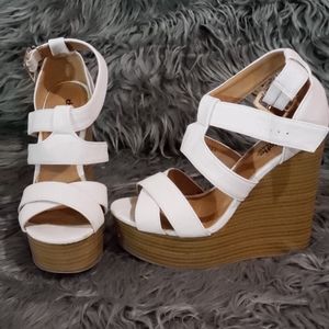 White wedge sandals